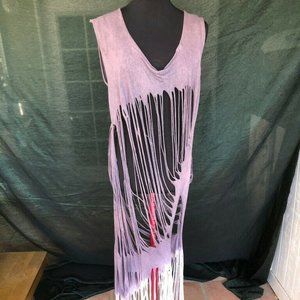 Purple Ombre Distressed Off-Shoulder Shirt Dress Rips Unique Sz O/S